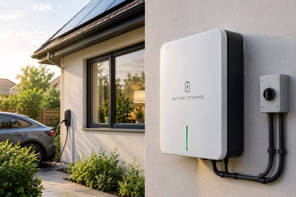 Home battery storage unit paired with the solar array