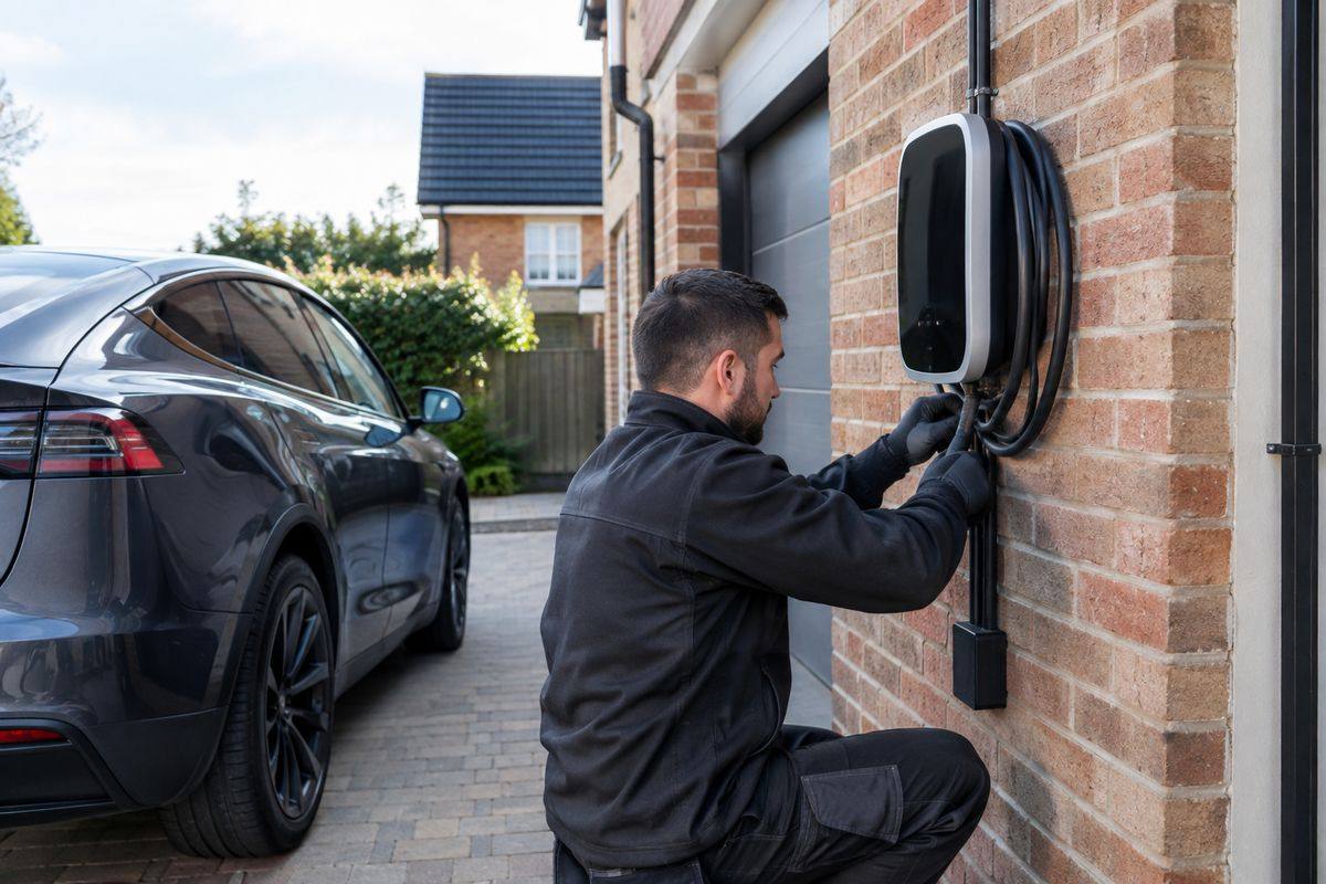 Electric vehicle charging at a home wallbox