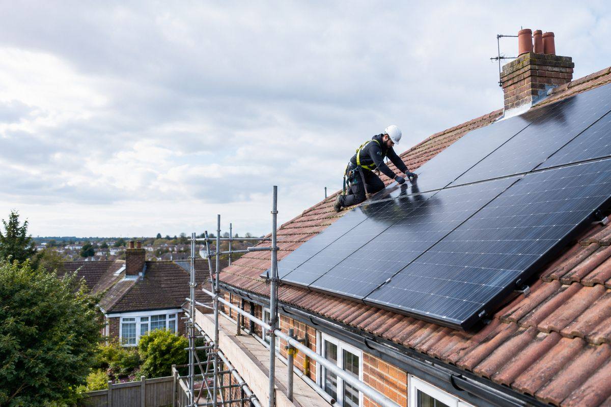 Solar PV panels generating clean electricity
